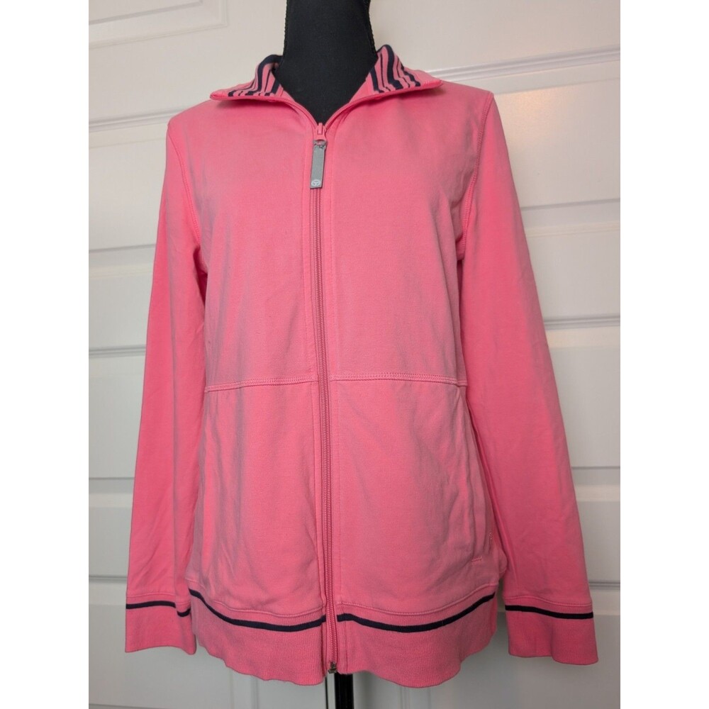 T By Talbots Size M Everyday Jacket Pink Pockets Stretch Full Zip Activewear - Picture 2 of 9
